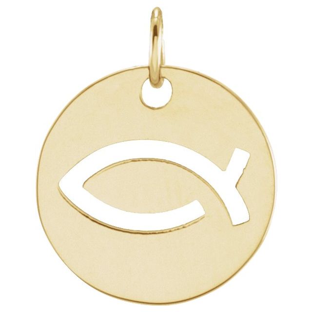 Small (Ichthus) Fish Necklace or Pendant in 14K Yellow Gold