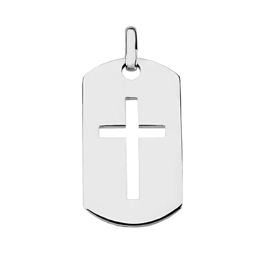 Sterling Silver Open Cross Dog Tag Pendant